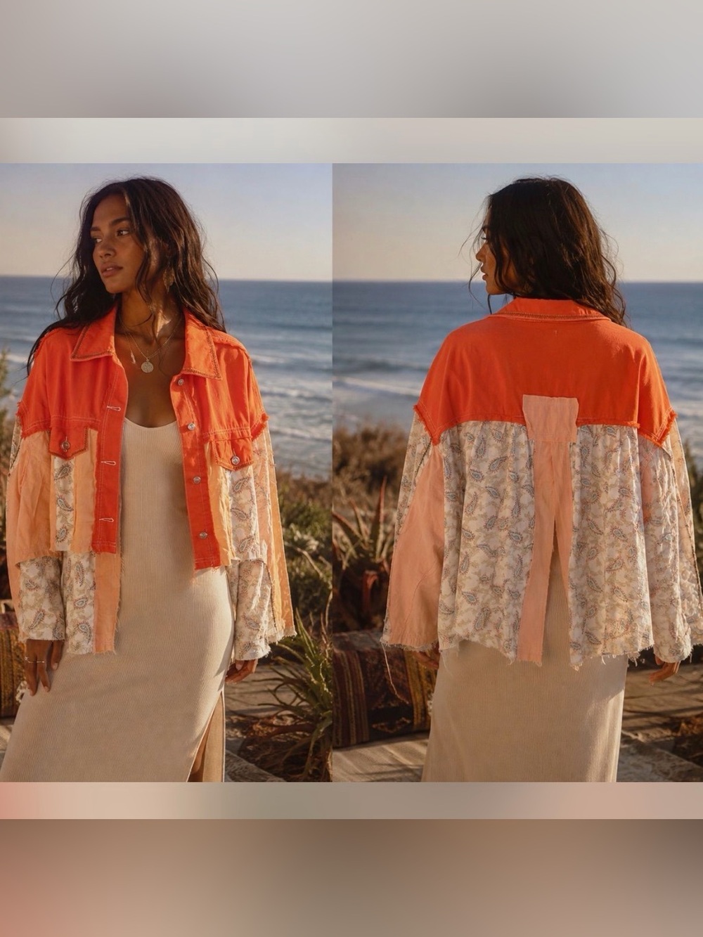 POL Mixed Fabric Distressed Patchwork Jacket Small - Picture 1 of 6